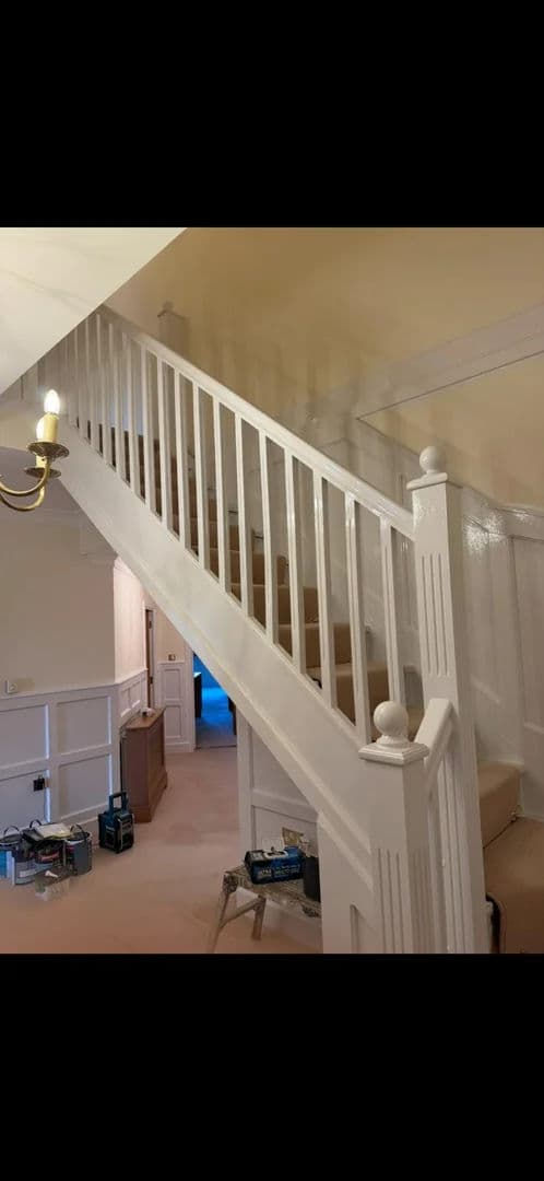 Staircase repainted in white – after